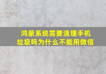 鸿蒙系统需要清理手机垃圾吗为什么不能用微信