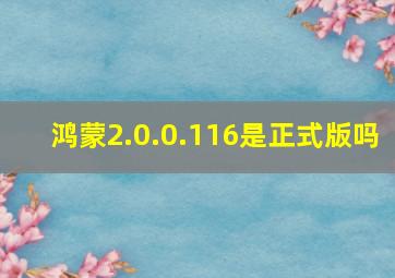 鸿蒙2.0.0.116是正式版吗