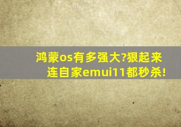 鸿蒙os有多强大?狠起来连自家emui11都秒杀!