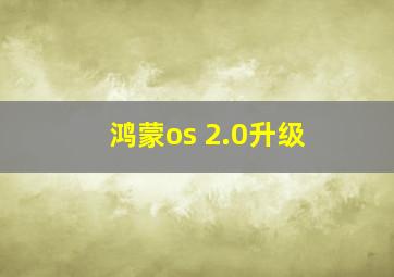 鸿蒙os 2.0升级