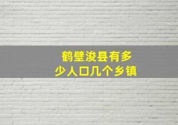 鹤壁浚县有多少人口几个乡镇