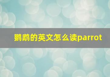 鹦鹉的英文怎么读parrot