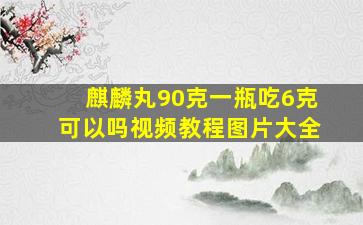 麒麟丸90克一瓶吃6克可以吗视频教程图片大全