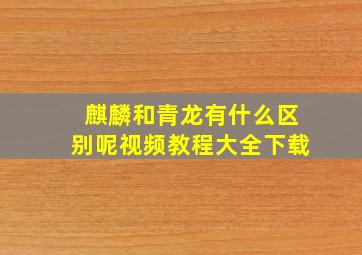 麒麟和青龙有什么区别呢视频教程大全下载