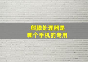 麒麟处理器是哪个手机的专用