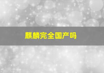 麒麟完全国产吗