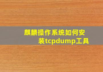 麒麟操作系统如何安装tcpdump工具