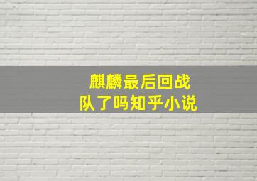 麒麟最后回战队了吗知乎小说