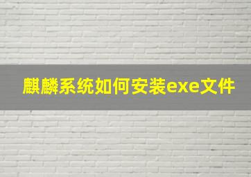 麒麟系统如何安装exe文件