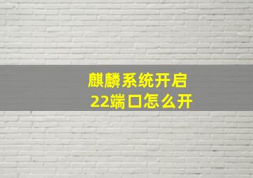 麒麟系统开启22端口怎么开