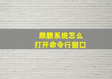 麒麟系统怎么打开命令行窗口