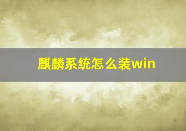 麒麟系统怎么装win