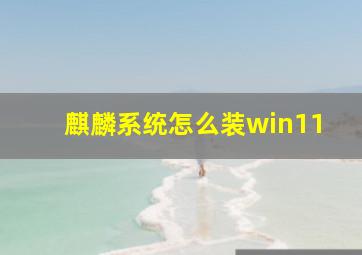 麒麟系统怎么装win11