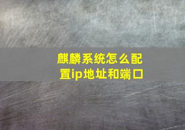 麒麟系统怎么配置ip地址和端口