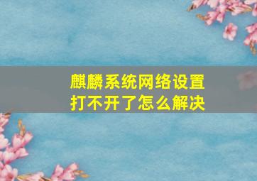 麒麟系统网络设置打不开了怎么解决