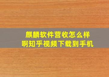 麒麟软件营收怎么样啊知乎视频下载到手机