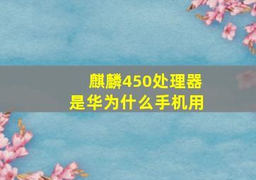 麒麟450处理器是华为什么手机用