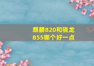 麒麟820和骁龙855哪个好一点