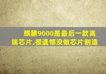 麒麟9000是最后一款高端芯片,很遗憾没做芯片制造