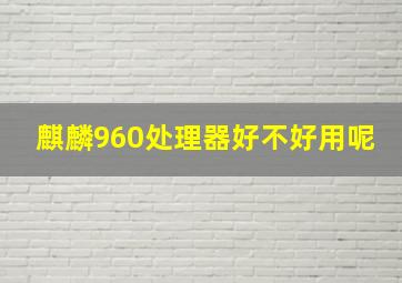 麒麟960处理器好不好用呢