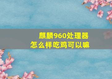 麒麟960处理器怎么样吃鸡可以嘛