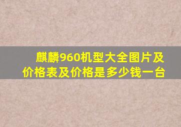 麒麟960机型大全图片及价格表及价格是多少钱一台