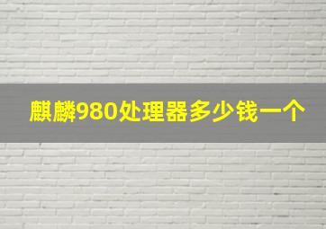 麒麟980处理器多少钱一个