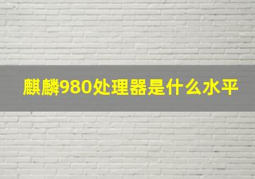 麒麟980处理器是什么水平