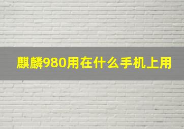 麒麟980用在什么手机上用