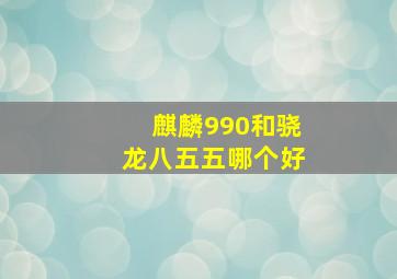 麒麟990和骁龙八五五哪个好