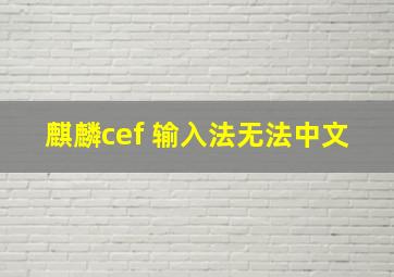 麒麟cef 输入法无法中文