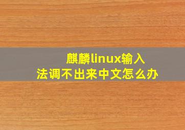 麒麟linux输入法调不出来中文怎么办