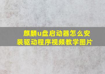 麒麟u盘启动器怎么安装驱动程序视频教学图片