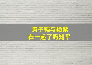 黄子韬与杨紫在一起了吗知乎