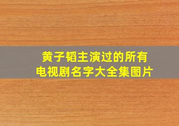 黄子韬主演过的所有电视剧名字大全集图片