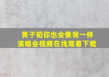 黄子韬你也会像我一样演唱会视频在线观看下载