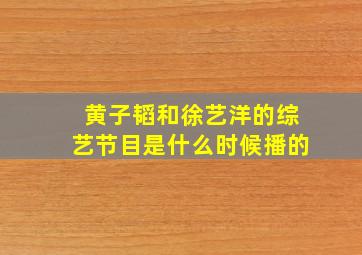 黄子韬和徐艺洋的综艺节目是什么时候播的