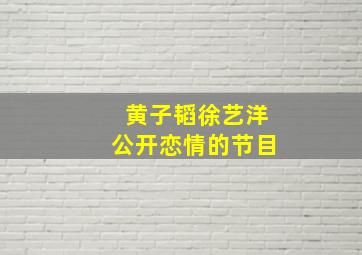 黄子韬徐艺洋公开恋情的节目