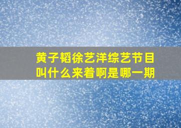 黄子韬徐艺洋综艺节目叫什么来着啊是哪一期