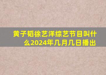 黄子韬徐艺洋综艺节目叫什么2024年几月几日播出