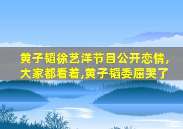 黄子韬徐艺洋节目公开恋情,大家都看着,黄子韬委屈哭了