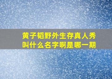 黄子韬野外生存真人秀叫什么名字啊是哪一期