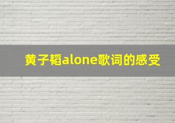 黄子韬alone歌词的感受