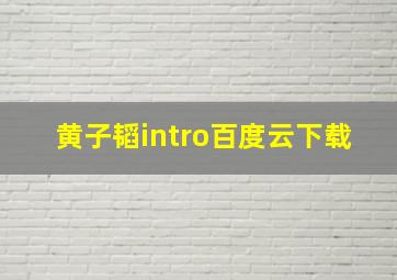 黄子韬intro百度云下载