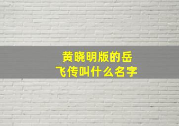 黄晓明版的岳飞传叫什么名字