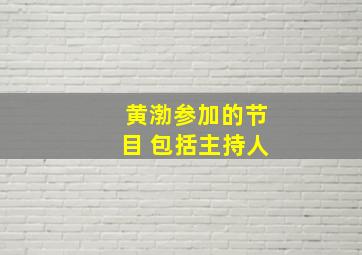 黄渤参加的节目 包括主持人