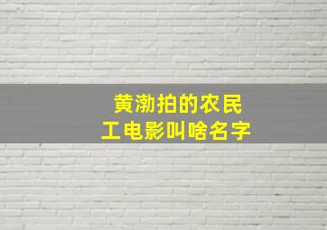 黄渤拍的农民工电影叫啥名字