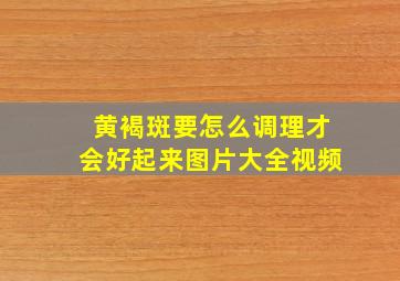 黄褐斑要怎么调理才会好起来图片大全视频