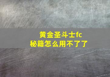 黄金圣斗士fc秘籍怎么用不了了