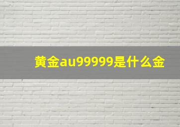 黄金au99999是什么金